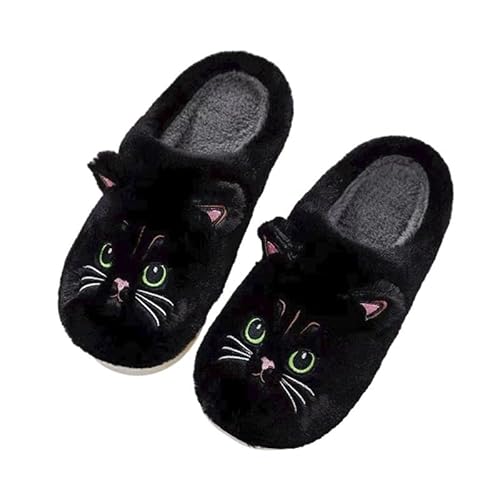 MUYOGRT Katze Hausschuhe für Damen Plüsch, Damen Herren Lustige Plüsch Hausschuhe, Winter Warme Flauschige Plüsch Hausschuhe Tiere Hausschuhe für Cat Slippers von MUYOGRT