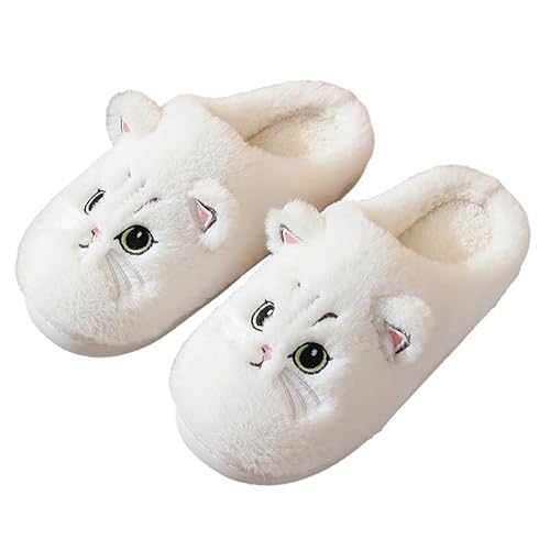 MUYOGRT Katze Hausschuhe für Damen Plüsch, Damen Herren Lustige Plüsch Hausschuhe, Winter Warme Flauschige Plüsch Hausschuhe Tiere Hausschuhe für Cat Slippers von MUYOGRT