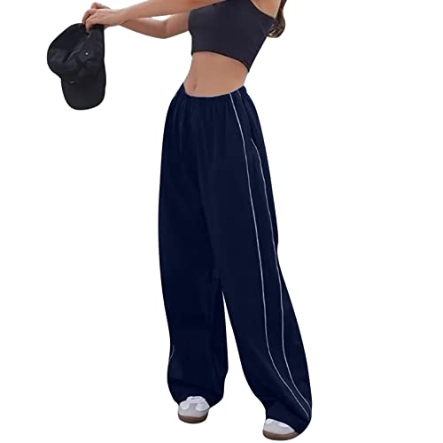 MUYOGRT Parachute Track Pants Damen - Y2K Fallschirm Cargohose Damen Baggy, Teenager Y2K Weites Bein Fallschirmhosen, Vintage Oversized 90er Frauen Freizeithose Streetwear von MUYOGRT