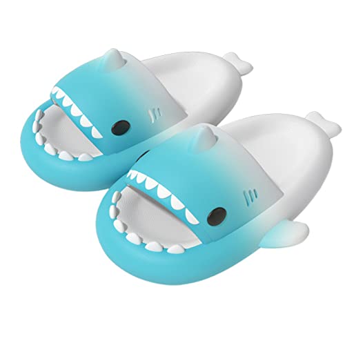 MUYOGRT Shark Slides Cute Shark Slippers Damen Hai Hausschuhe Herren Unisex Super Weich Rutschfest Badelatchen Badeschuhe für Sommer(Grün Weiß,40/41) von MUYOGRT