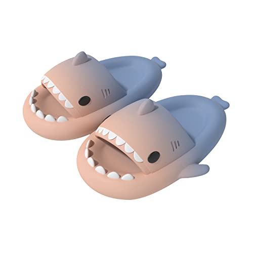 MUYOGRT Shark Slides Cute Shark Slippers Damen Hai Hausschuhe Herren Unisex Super Weich Rutschfest Badelatchen Badeschuhe für Sommer(Rosa Blau,38/39) von MUYOGRT