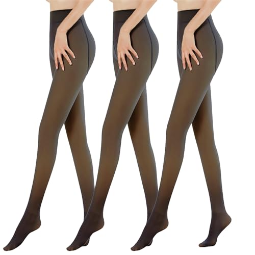 MUYOGRT Strumpfhosen Damen Winter Thermo Strumpfhosen Gefütterte Leggings Gefälschte Durchscheinend Plüschstrümpfe Pantyhose Wärme Winterleggings(3PCS-A，200g) von MUYOGRT