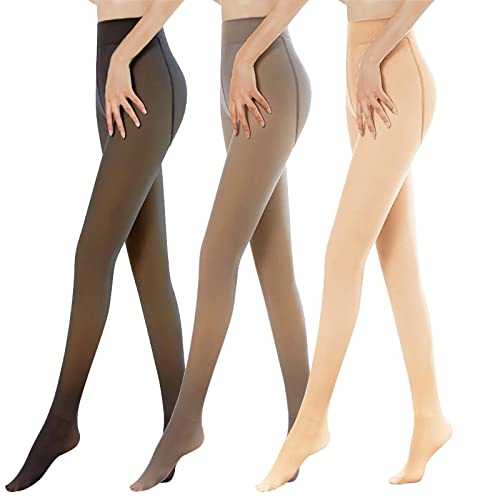 MUYOGRT Strumpfhosen Damen Winter Thermo Strumpfhosen Gefütterte Leggings Gefälschte Durchscheinend Plüschstrümpfe Pantyhose Wärme Winterleggings(3PCS-B，200g) von MUYOGRT