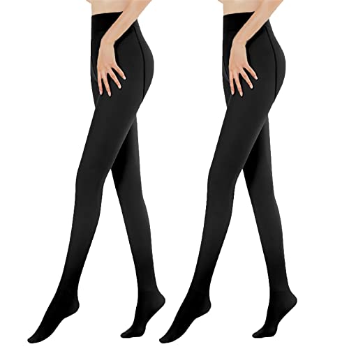 MUYOGRT Thermostrumpfhose Damen, 1/2 Stücke Gefüttert Fleece Strumpfhose Wärme Thermo Leggings Plüschstrümpfe Pantyhose Durchscheinende High Waist Elastische Tights von MUYOGRT