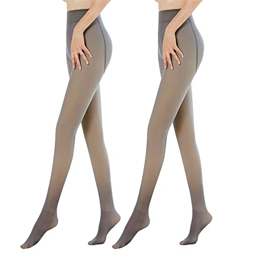 MUYOGRT Thermostrumpfhose Damen, 1/2 Stücke Gefüttert Fleece Strumpfhose Wärme Thermo Leggings Plüschstrümpfe Pantyhose Durchscheinende High Waist Elastische Tights von MUYOGRT