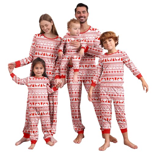 MUYOGRT Weihnachten Familie Pyjama Set, Weihnachtspyjama Weihnachten Schlafanzug Familie Outfit, Matching Christmas Pyjamas Couple Set, Schlafanzug Outfit für Damen Herren Kinder（33，Kinder） von MUYOGRT