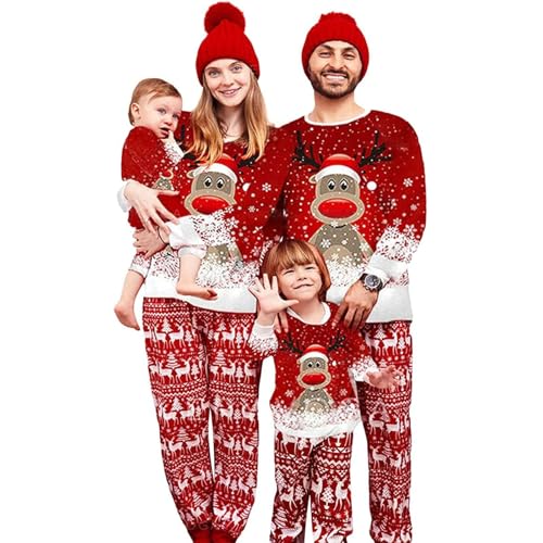 MUYOGRT Weihnachts Pyjama Familie Set, Matching Christmas Pyjamas Couple Set, Weihnachtspyjama Familie Weihnachtn Schlafanzüge Outfit für Damen Herren Kinder Baby (13, Kinder) von MUYOGRT