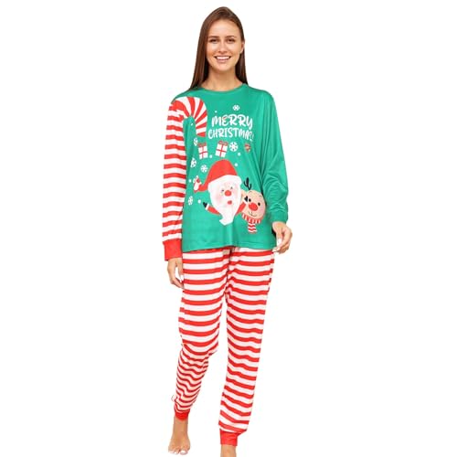 MUYOGRT Weihnachts Schlafanzug Familie, Familien Weihnachts Pyjama Set, Weihnachtspyjama Lang Outfit, Matching Pyjamas Couple Christmas Pyjama für Damen Herren Kinder (14, Mama) von MUYOGRT