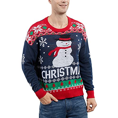 MUYOGRT Weihnachtspullover Familie Set Damen Herren Pullover Weihnachten Rentier Weihnachtspulli Weihnachtspullover Kinder Christmas Sweater Strickpullover Weihnachts Sweatshirt Set(Dad-Blau，M) von MUYOGRT