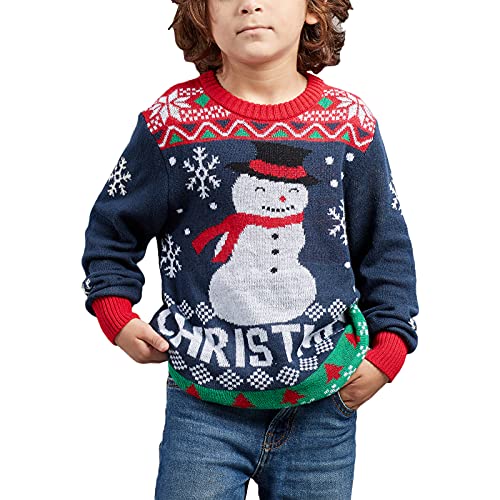 MUYOGRT Weihnachtspullover Familie Set Damen Herren Pullover Weihnachten Rentier Weihnachtspulli Weihnachtspullover Kinder Christmas Sweater Strickpullover Weihnachts Sweatshirt Set(Kids-Blau，S) von MUYOGRT