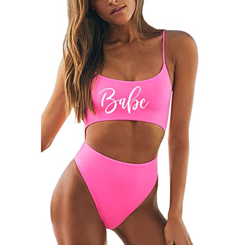 MUZHI Damen Braut Einteiler Badeanzüge Rüschen Tommy Control Ehefrau Bademode Sexy Rücken Crossover Badeanzüge, Pink Babe, Large MUZHI Damen Braut Einteiler Badeanzüge Rüschen Tommy Control Ehefrau Bademode Sexy Rücken Crossover Badeanzüge, Pink Babe, Large von MUZHI