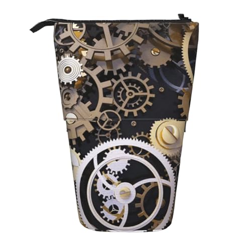 MUZIT Federmäppchen, Steampunk Mechanical Gears Bedrucktes Bleistift-Teleskop-Vertikal-Federmäppchen von MUZIT