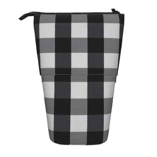 MUZIT Federmäppchen, schwarz-weiß Kariertes mit Teleskop-Vertikal-Motiv von MUZIT