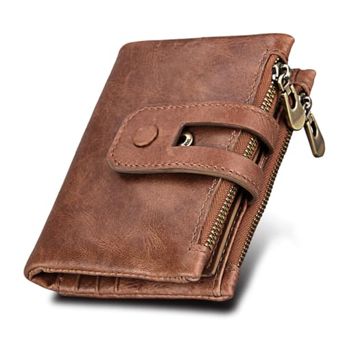 MUZIZY Exquisite Lässige Brieftasche Herren Hauptschicht Rindsleder Kurzer Reißverschluss Geldbörse Erwachsene Jugend Familie Freunde Clutch einfach von MUZIZY