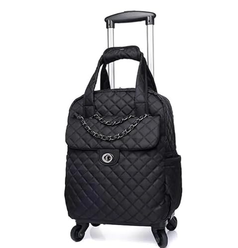 MVGVPLVLTN 20 Zoll Damen Handgepäcktasche Kabinenreisetrolleys Räder Rollgepäck Rucksack Trolley Koffer Rolltasche(Black 18 Inch) von MVGVPLVLTN