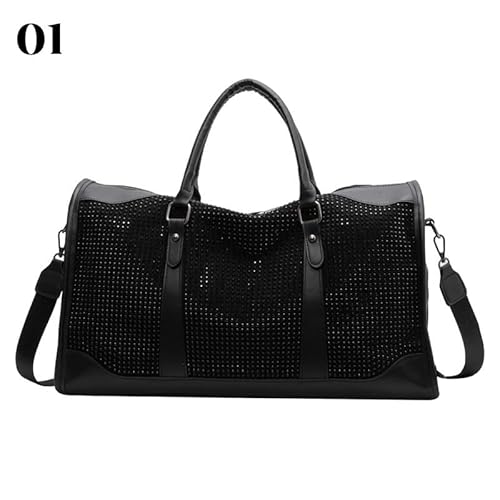 MVGVPLVLTN Große Gepäcktasche Reisetasche Y2K Ästhetische Strass Tragetaschen Damen Trend 2024 Luxusmarke Boston Wochenendtasche Outdoor(1) von MVGVPLVLTN