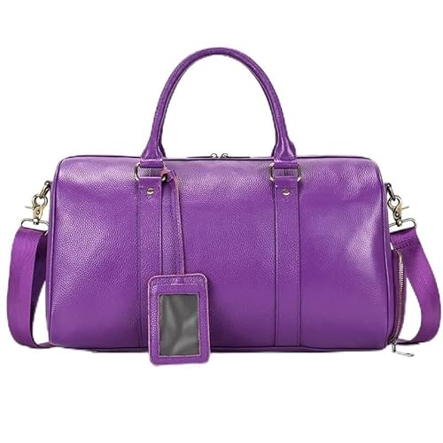 MVGVPLVLTN Luxus Echtleder Reisetasche for Männer und Frauen aus Rindsleder Handgepäcktasche Reisetasche Umhängetasche for Männer und Frauen Wochenendtasche(Purple(45cm)) von MVGVPLVLTN