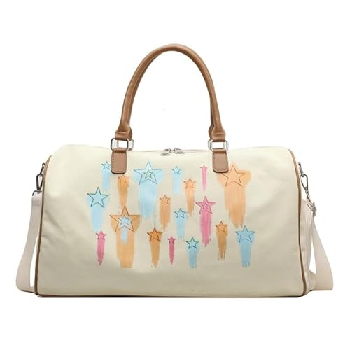 MVGVPLVLTN Reisetasche for Damen mit Buntem Meteor-Muster, großes Fassungsvermögen, Schultertasche aus Segeltuch, Umhängetasche mit Schuhfach(Beige) von MVGVPLVLTN