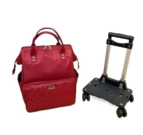 MVGVPLVLTN Rollrucksack for Damen Reisetrolleys Reisetasche mit Rädern Oxford Reisegepäck mit großer Kapazität Rucksacktaschen mit Rollen(22 inch Dark red) von MVGVPLVLTN