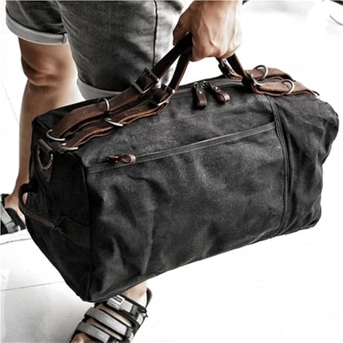 MVGVPLVLTN Sporttasche Herren Duffel Retro Gewachste Leinwand Reisetaschen Handgepäck Tasche Designer Wochenendtasche Wasserdicht(1) von MVGVPLVLTN
