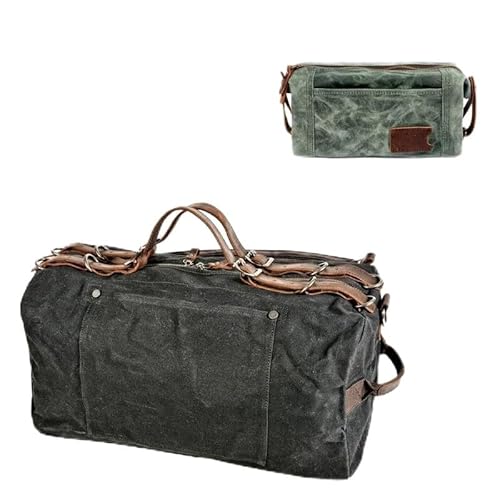 MVGVPLVLTN Sporttasche Herren Duffel Retro Gewachste Leinwand Reisetaschen Handgepäck Tasche Designer Wochenendtasche Wasserdicht(A) von MVGVPLVLTN
