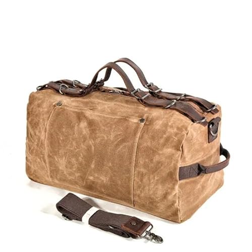 MVGVPLVLTN Sporttasche Herren Duffel Retro Gewachste Leinwand Reisetaschen Handgepäck Tasche Designer Wochenendtasche Wasserdicht(Khaki) von MVGVPLVLTN