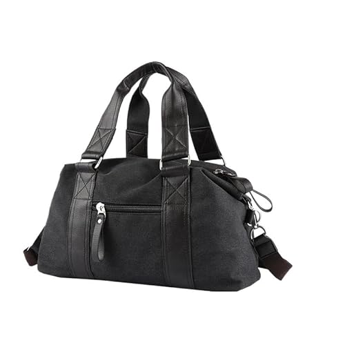 MVGVPLVLTN Vintage Canvas Leder Herren Reisetaschen Handgepäck Tasche Herren Seesack Handtasche Reisetasche Große Wochenendtasche(C-Black-22L) von MVGVPLVLTN