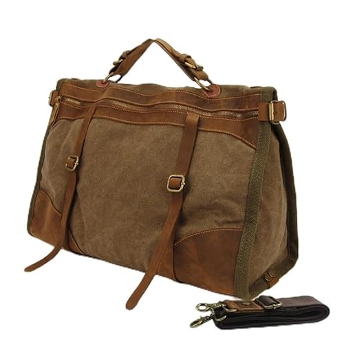 MVGVPLVLTN Vintage Retro Militär Canvas + Leder Herren Reisetaschen Gepäcktaschen Herren Wochenendtasche Reisetaschen for die Nacht Freizeit(Coffee) von MVGVPLVLTN