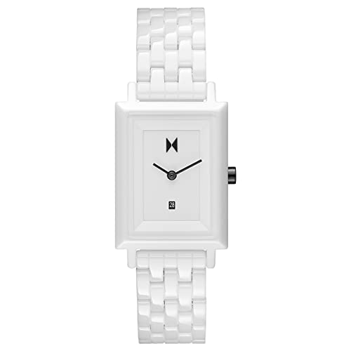 MVMT Damen-Armbanduhr, quadratisch, aus Keramik, gloss white, 26 MM, Signature Square Ceramic von MVMT