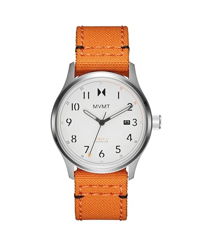 MVMT Field 3H Uhren für Herren – Edelstahl – wasserdicht 10 ATM / 100 Meter – sportlich bis lässig – 41 mm, Hunter Orange, Field II von MVMT