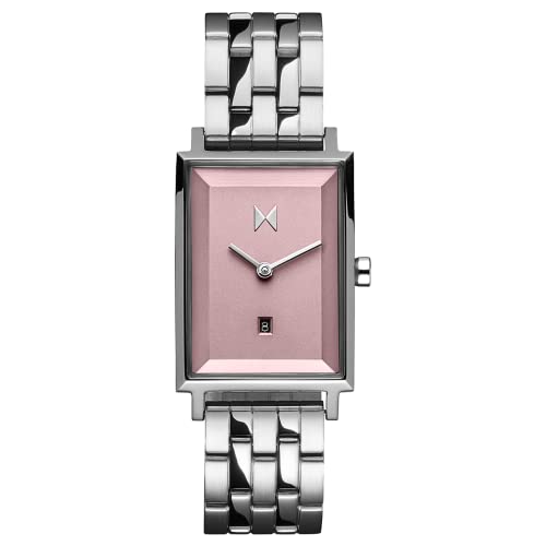 MVMT Signature Square Uhren für Frauen Premium Minimalistische Damenuhr Analog Edelstahl 5ATM 50 Meter Wasserdicht Austauschbares Band 24mm, Cosmo Pink, 24 MM, Signature Square von MVMT