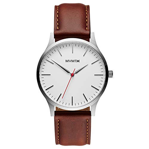 MVMT Watches 40 Series Herren Uhr Silver/Natural Leather MT01SNL von MVMT