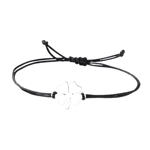 Kleeblatt Armband,Glücksbringer Armband,Silber Vierblättriges Kleeblatt Armbänder,Größenverstellbar Vierblättriges Armbänder für Mutmacher Prüfung Operation,Geburtstag Geschenk(Schwarzes Seil ) Kleeblatt Armband,Glücksbringer Armband,Silber Vierblättriges Kleeblatt Armbänder,Größenverstellbar Vierblättriges Armbänder für Mutmacher Prüfung Operation,Geburtstag Geschenk(Schwarzes Seil ) von MVOLEGDE