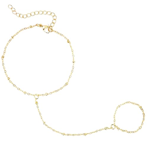 MVOLEGDE Gold Handkette mit Ring,Goldene Handkette Armband,Fingerring Armband,Modeschmuck Geschenk,Fingerring Schmuck für Frauen,Geeignet für Meeresküsten und Strände von MVOLEGDE
