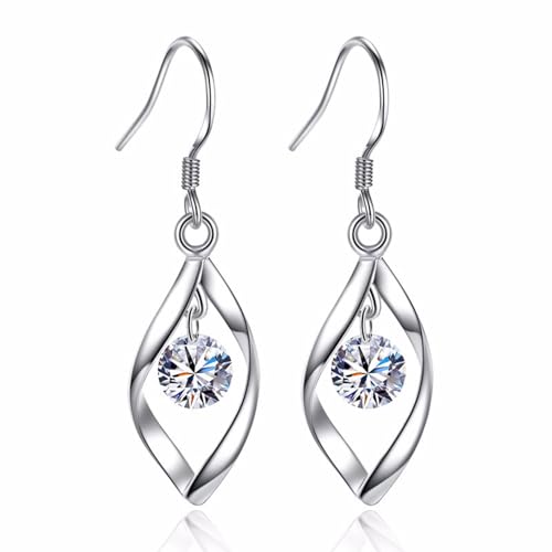 Ohrringe Silber Hängend Twist,Ohrringe Lang Hängend,Twist Lang Hänge-ohrringe mit Zirkonia,Haken Damen Schmuck,Silberohrringe,Hypoallergen Haken Ohrhänger Silber,für Mädchen Frauen Ohrringe Silber Hängend Twist,Ohrringe Lang Hängend,Twist Lang Hänge-ohrringe mit Zirkonia,Haken Damen Schmuck,Silberohrringe,Hypoallergen Haken Ohrhänger Silber,für Mädchen Frauen von MVOLEGDE