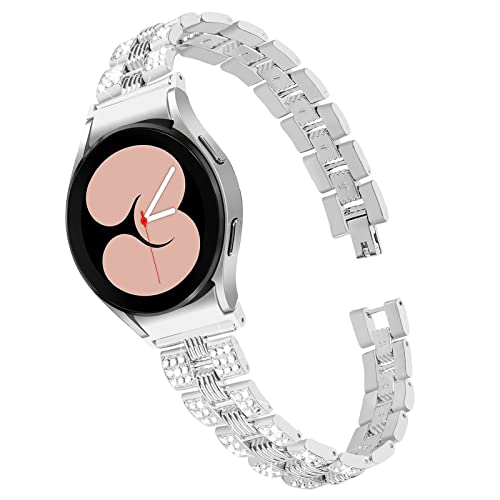 MVRYCE Armband für Galaxy Watch 4 Classic 46 mm, Edelstahl Strass Armband Ersatzbänder kompatibel für Samsung Galaxy Watch 4 40mm 44mm/Watch 4 Classic 42mm 46mm (A01) von MVRYCE