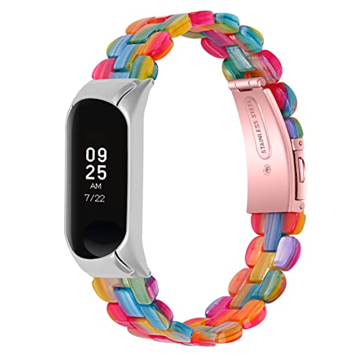 Armband für Mi Band 7, MVRYCE 5,7-8,0 Zoll Ersatzband Leichtes Resin-Armband Doppelknopf-Faltschließe Uhrenarmbänder Kompatibel mit Mi Band 7 (Y03) von MVRYCE