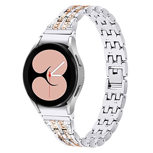 MVRYCE Galaxy Watch 4 Classic 46 mm Bänder, Edelstahl Strass Armband Ersatzbänder kompatibel für Samsung Galaxy Watch 4 40mm 44mm/Watch 4 Classic 42mm 46mm (A07) von MVRYCE