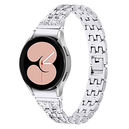 MVRYCE Galaxy Watch 4 Classic 46 mm Metallbänder, Edelstahl Strass Armband Ersatzbänder kompatibel für Samsung Galaxy Watch 4 40mm 44mm/Watch 4 Classic 42mm 46mm (A01) von MVRYCE