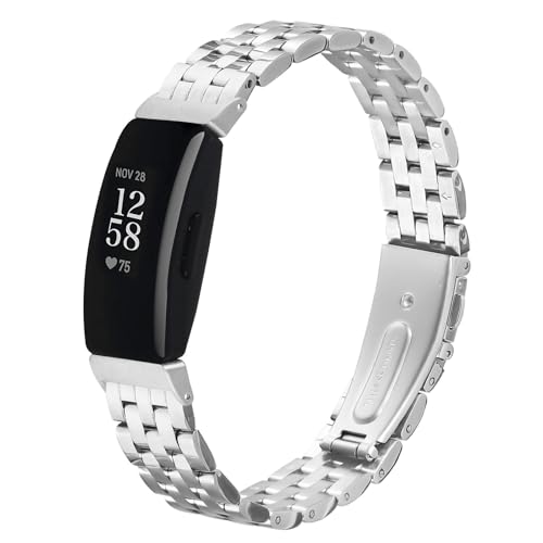Metallband Kompatibel mit Fit bit Inspire 2, MYRYCE Metall Uhrenarmband Armband Edelstahlarmband Armband Frauen Männer Band Ersatz (Y01) von MVRYCE