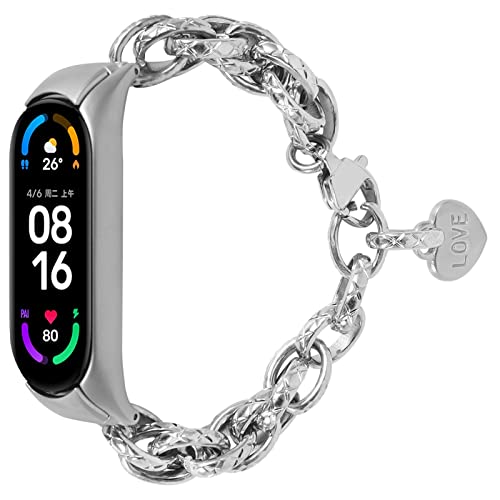 Uhrenarmbänder Für Mi Band 5, MVRYCE 5,5"-8,0" verstellbares Band Ersatz-Edelstahlarmband Damen Herren Armband für Mi Band 5/Mi Band 6 (Y01) von MVRYCE