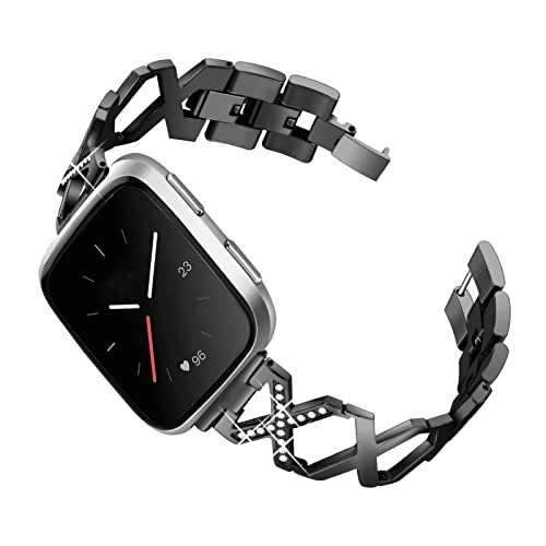 MVRYCE Versa Lite Armband, X-Form Bling Rhinetsones Uhrenarmbänder Damen Edelstahl Verstellbares Armband Uhr Ersatzarmband Kompatibel für Versa/Versa 2/Versa Lite (Y02) von MVRYCE
