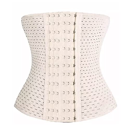 Waist Trainer mit weichen Stahlstäben - Sport Unterbrust Corset - Korsett Damen - Corsage Top - sexy Korsage - Corsett - Taillenmieder - Shaper - Taillenformer (6 Hakenreihen, Beige, 5XL) von MW & Partner