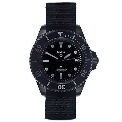 MWC 1982 Pattern Automatik Schwarz Datum Stoff Diver Herren Uhr von MWC