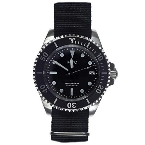 MWC 1982 Pattern Automatik Schwarz Datum Stoff Diver Herren Uhr von MWC