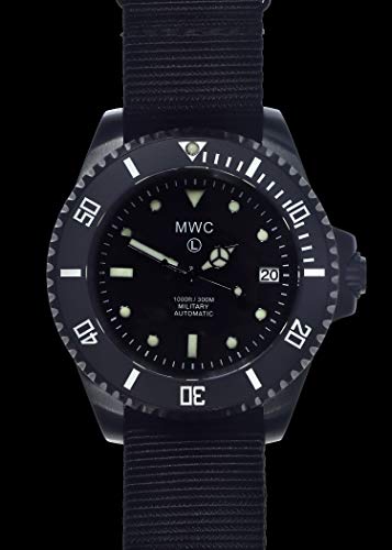 MWC 24 Jewels Automatik 300m Edelstahl PVD Schwarz Submariner NATO Militär Herrenuhr von MWC