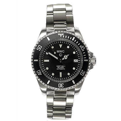MWC 24 Jewels 300m Edelstahl Schwarz Automatische Submariner Taucher Saphir Datum Herren Uhr von MWC