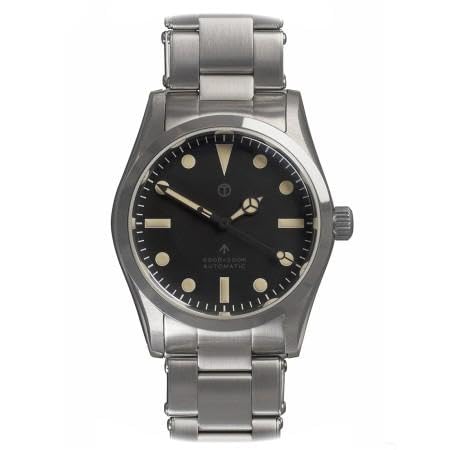 MWC 5025JBLET Classic 1950s/1960s Automatik Stahl Schwarz Saphir Herrenuhr, Armband von MWC