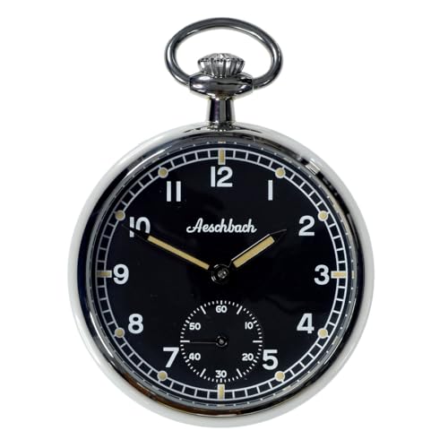 MWC Aeschbach WW2 Pattern Mechanisch Stahl Schwarz Uhr Tasche Herren, Schwarz von MWC