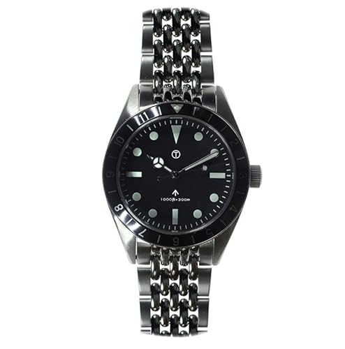 MWC Classic 1960s Muster Sterile Hybrid Quarz Stahl Schwarz Grau Saphir Uhr Herren, Schwarz von MWC